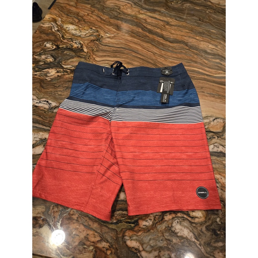 O'Neill Hyperfreak Board Shorts Mens 30 Blue Red July 4th Swim Trunks Heist NWT